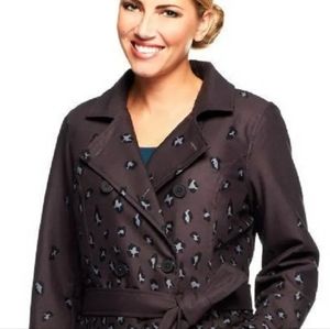 Isaac Mizrahi Live Cheetah and Floral Print Trench Coat Size 18